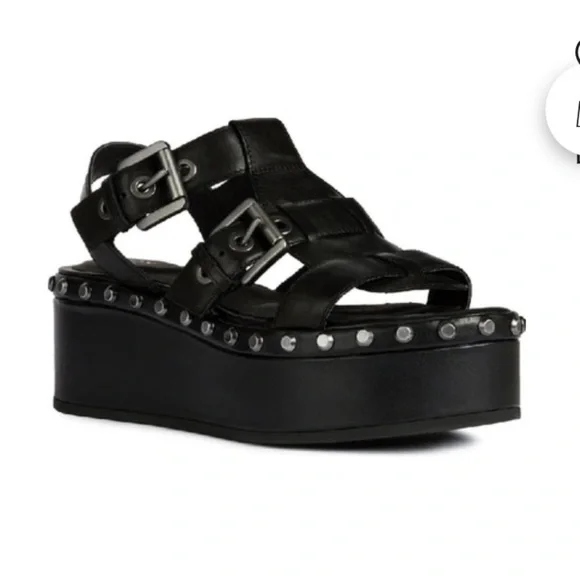 GEOX Shakima Platform Sandal In Black Retro Grunge New Womens Shoes - Picture 8 of 8